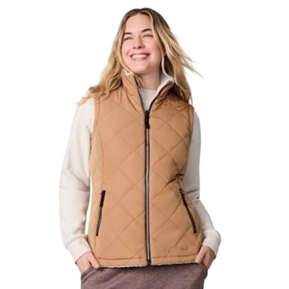 Free Country Stratus Lite Women's Gold Polyester Reversible Vest, Camel Size L - Picture 1 of 7